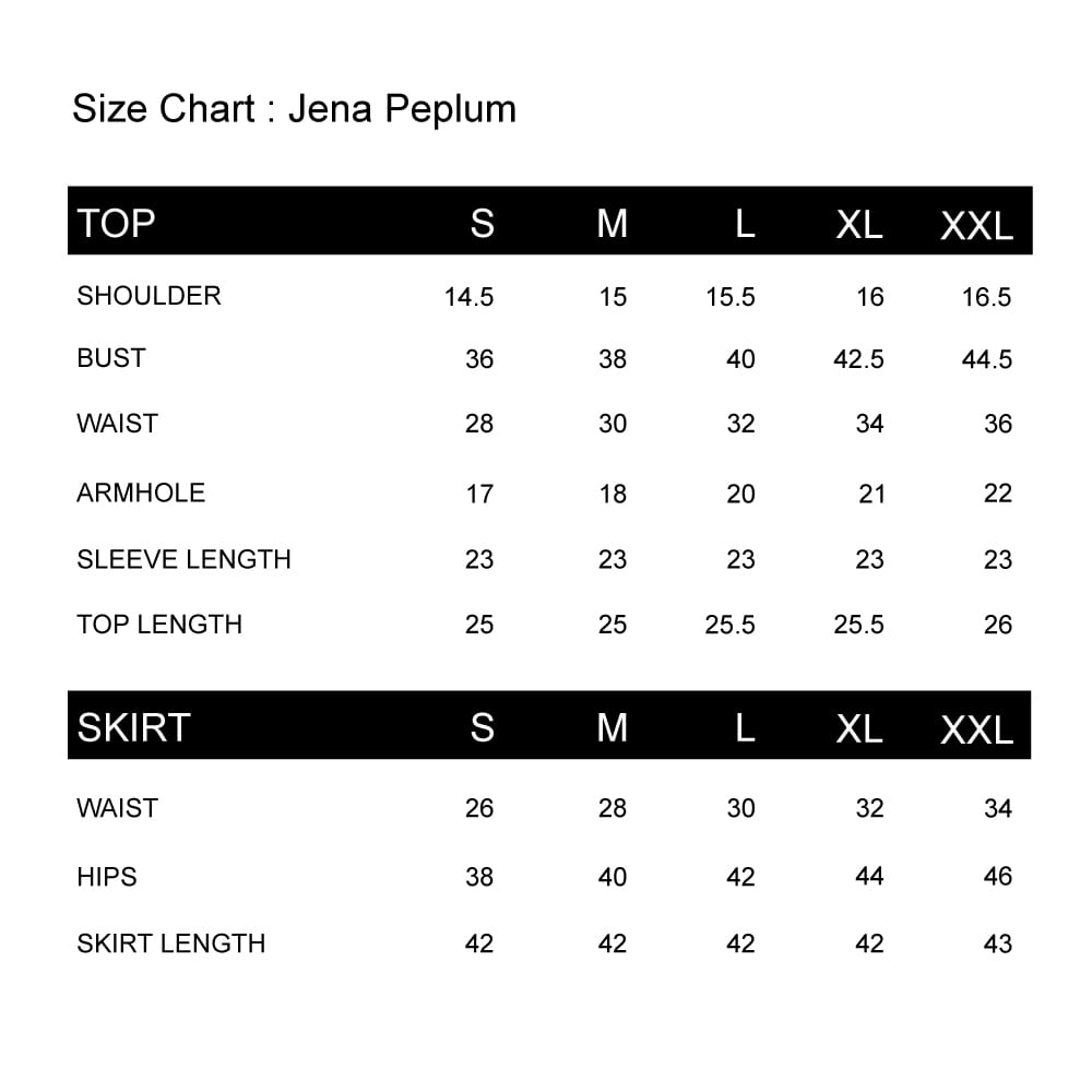 Jena size chart