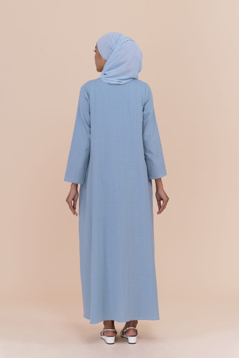 Rubiya kaftan dress with hair scrunchy - dusty blue